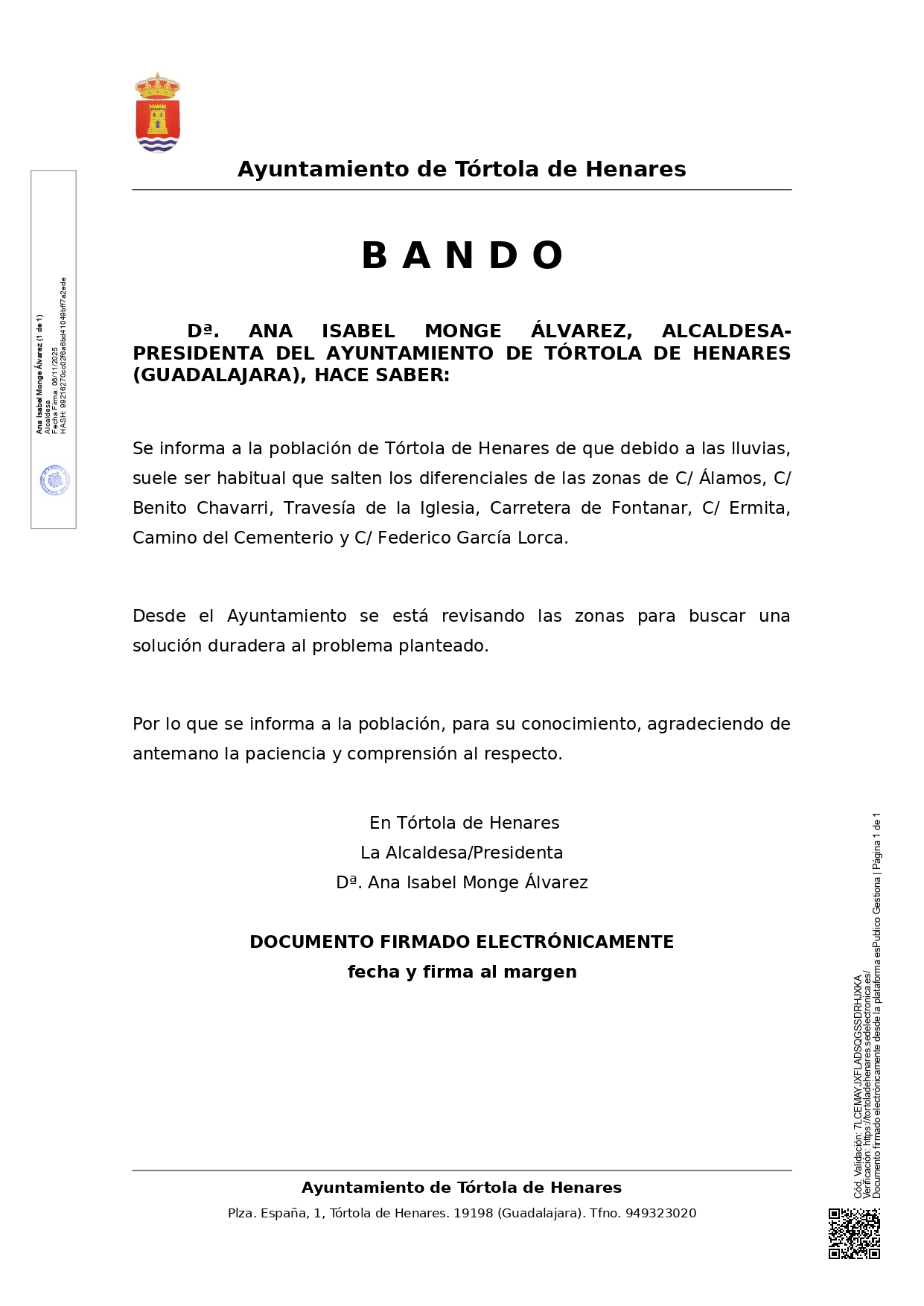 20251106 Comunicacin BANDO Revisin De Avera Elctrica Page0001