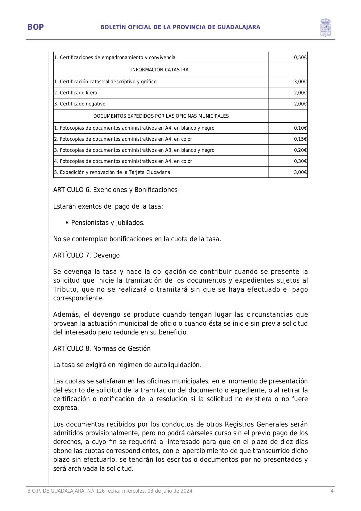 Aprobacin Definitiva Ordenanza Fiscal Reguladora Tasa Expedicin Documentos Administrativos Page0004