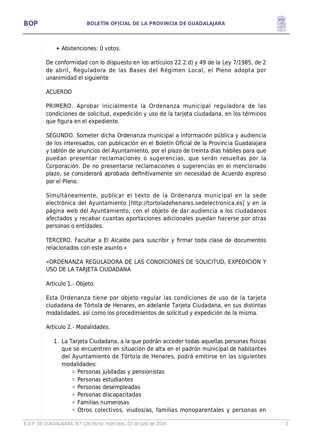 Aprobacin Definitiva Ordenanza Reguladora Condiciones Solicitud Expedicin Y Uso Tarjeta Ciudadana Page002