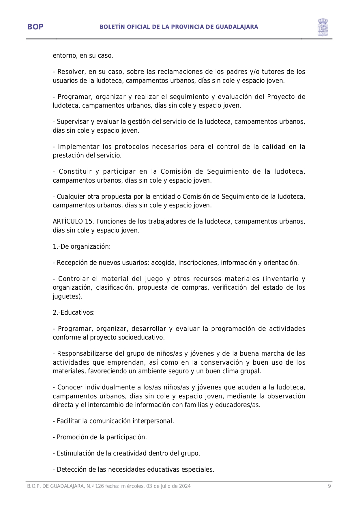 Aprobacin Definitiva Ordenanza Reguladora Uso Y Funcionamiento Ludoteca Campamentos Urbanos Das Sin Cole Y Espacio Joven Page0009