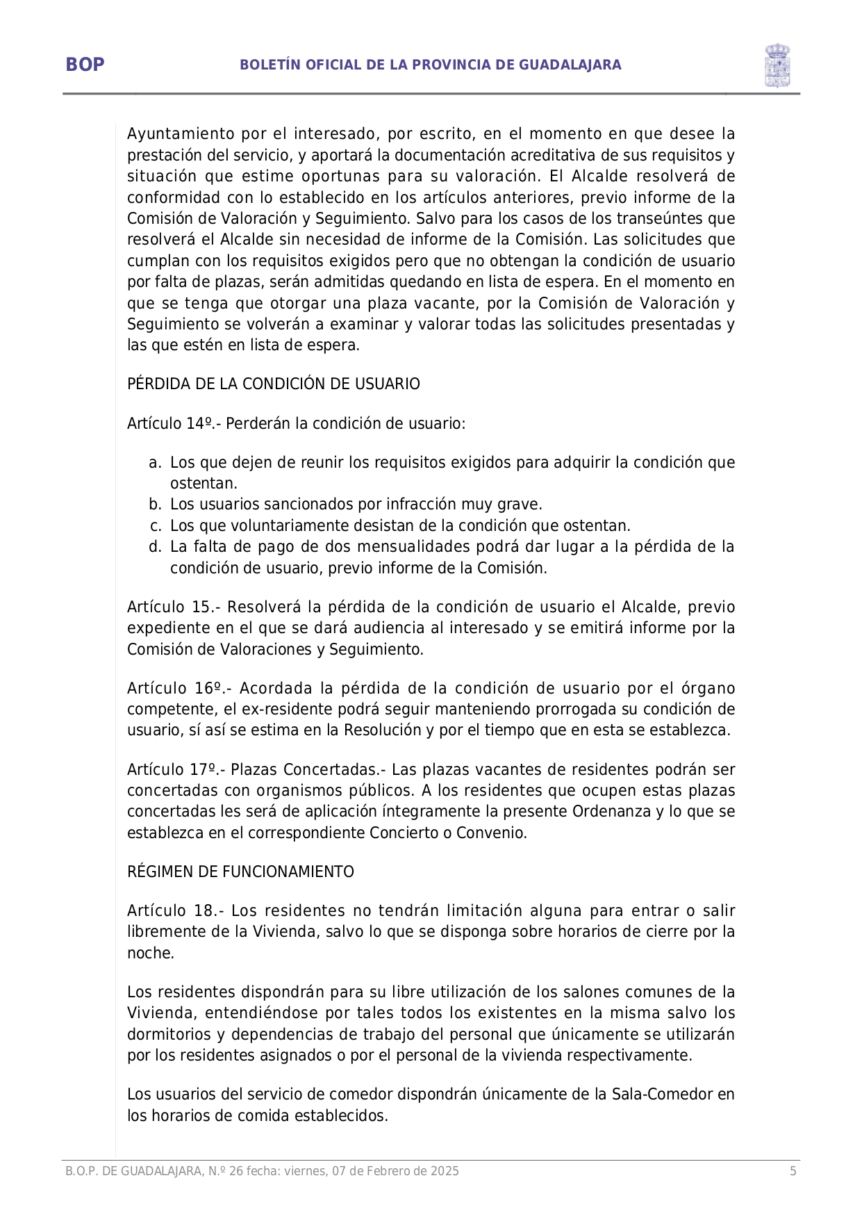 Aprobacin Definitiva Del Rgimen Interior De La Vivienda De Mayores De Trtola De Henares Page005 Aprobacin Definitiva Del Rgimen Interior De La Vivienda De Mayores De Trtola De Henares Page005