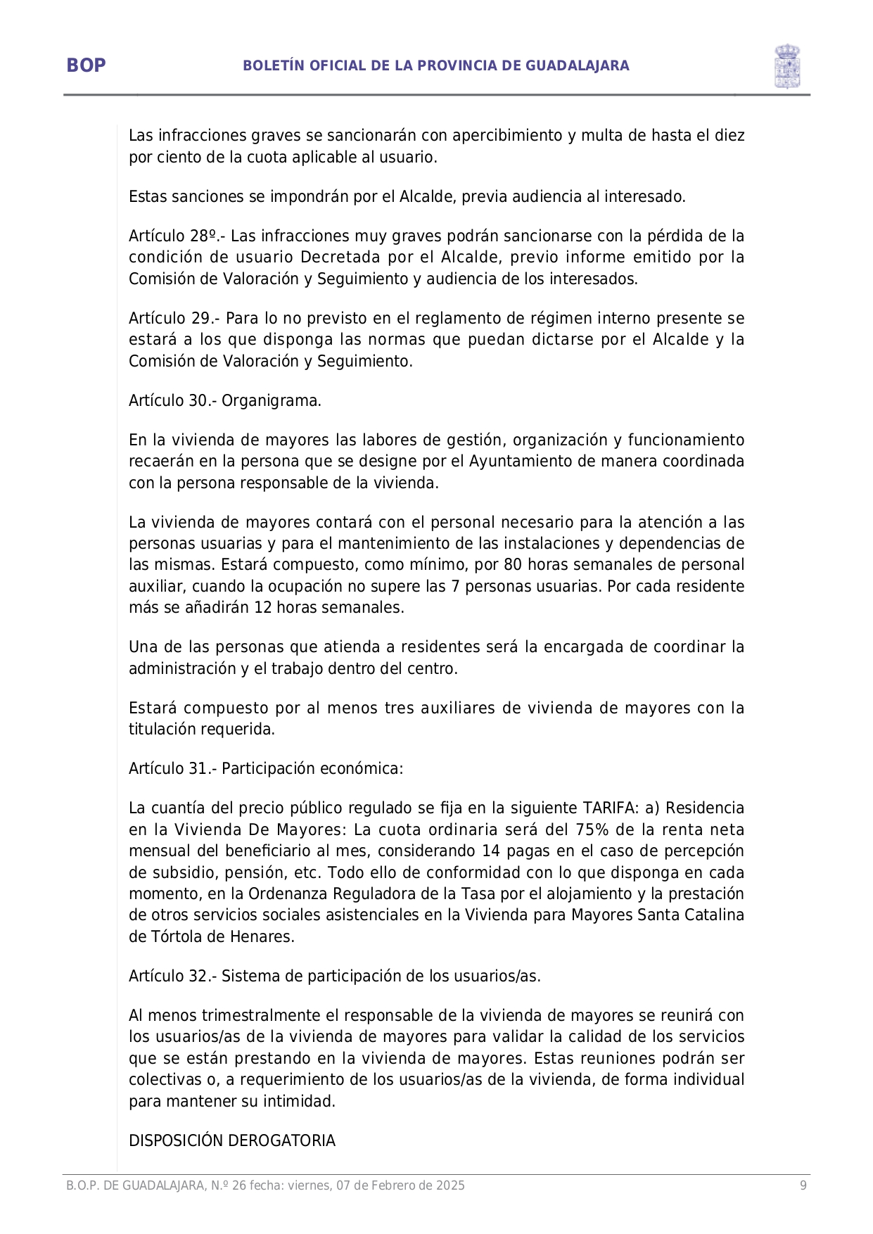 Aprobacin Definitiva Del Rgimen Interior De La Vivienda De Mayores De Trtola De Henares Page009 Aprobacin Definitiva Del Rgimen Interior De La Vivienda De Mayores De Trtola De Henares Page009