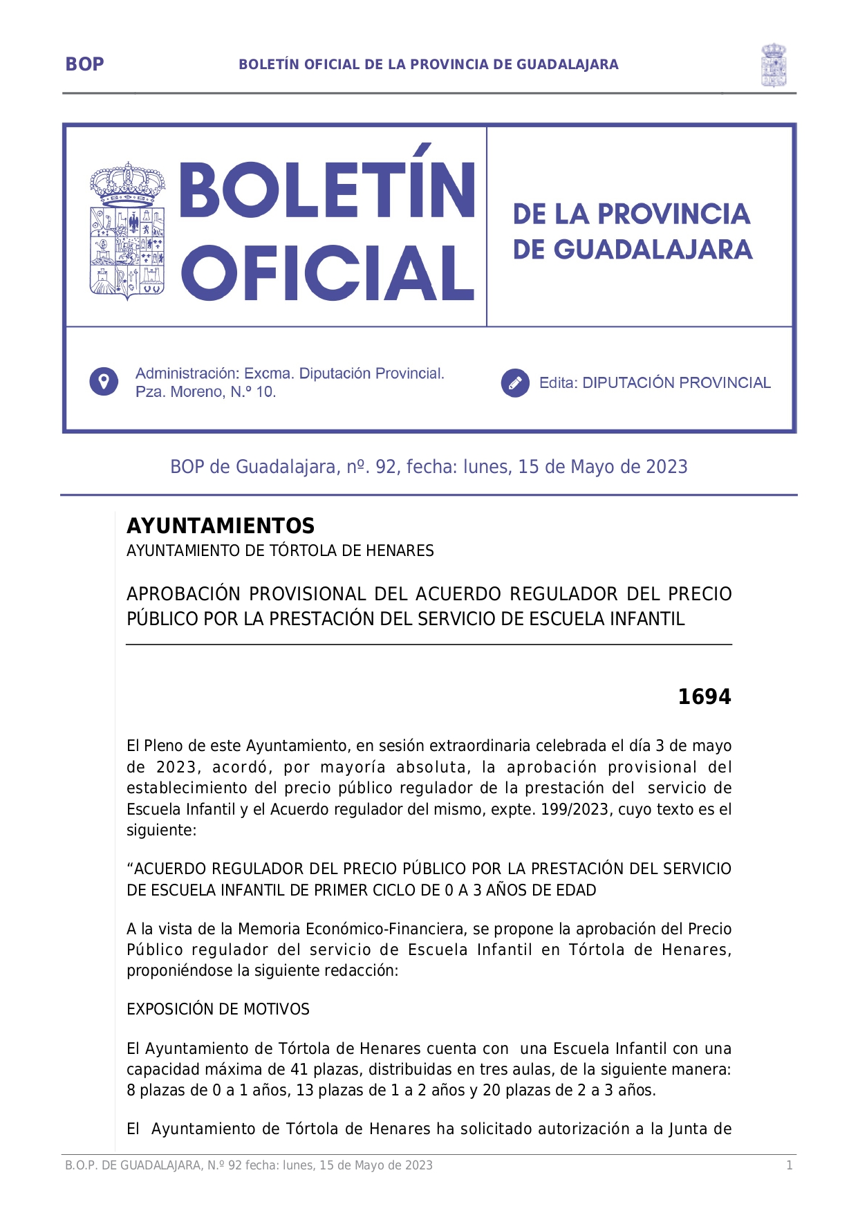 Aprobacin Provisional Acuerdo Regulador Precio Pblico Prestacin Servicio Escuela Infantil Page001 Aprobacin Provisional Acuerdo Regulador Precio Pblico Prestacin Servicio Escuela Infantil Page001