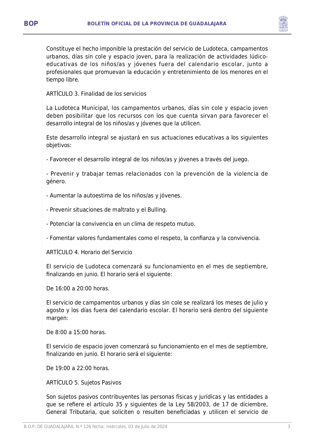 Aprobacion Definitiva Tasa Prestacin Servicios Ludoteca Campamentos Urbanos Das Sin Cole Y Espacio Joven Page0003 Aprobacion Definitiva Tasa Prestacin Servicios Ludoteca Campamentos Urbanos Das Sin Cole Y Espacio Joven Page0003