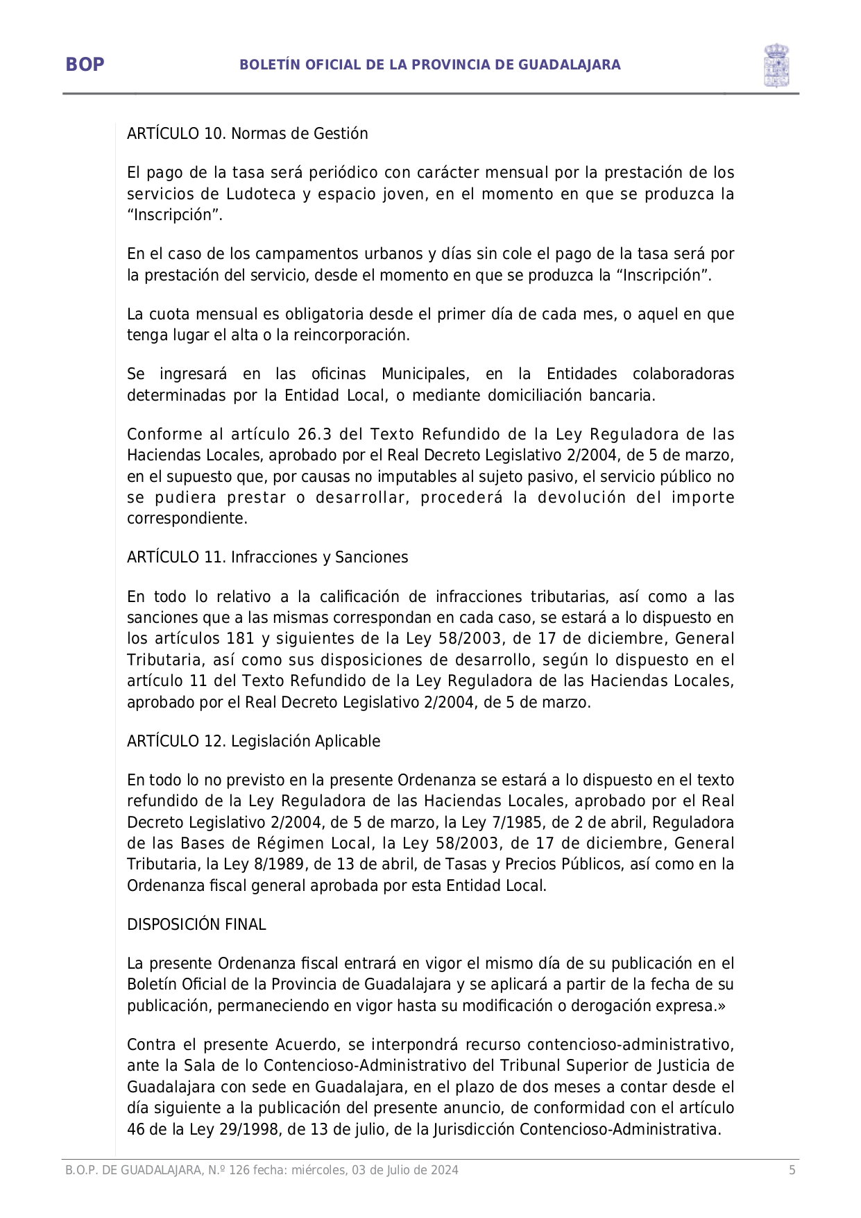 Aprobacion Definitiva Tasa Prestacin Servicios Ludoteca Campamentos Urbanos Das Sin Cole Y Espacio Joven Page0005 Aprobacion Definitiva Tasa Prestacin Servicios Ludoteca Campamentos Urbanos Das Sin Cole Y Espacio Joven Page0005