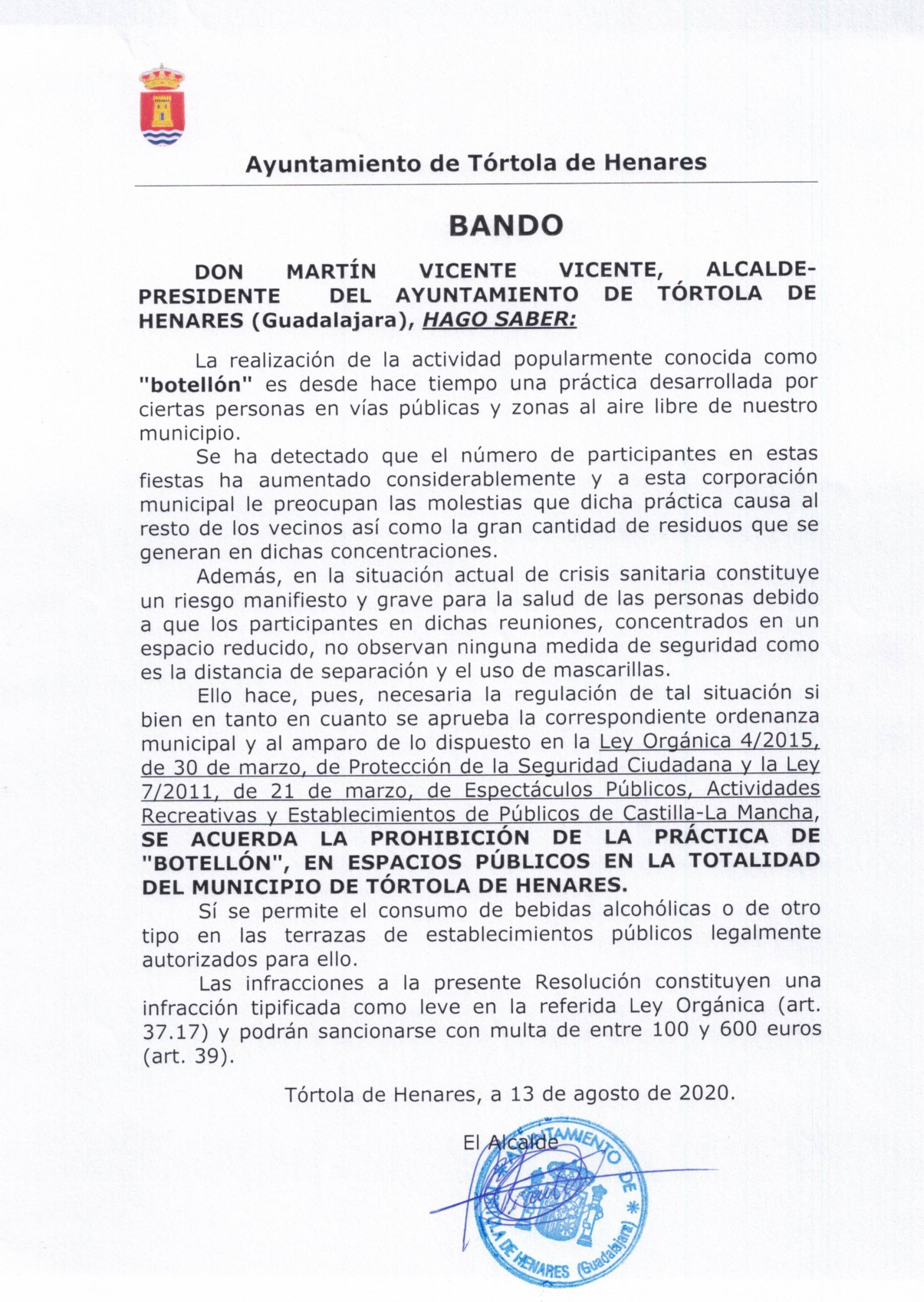 Bando Referente A La Prctica De Botelln En Trtola De Henares Page0001 Bando Referente A La Prctica De Botelln En Trtola De Henares Page0001