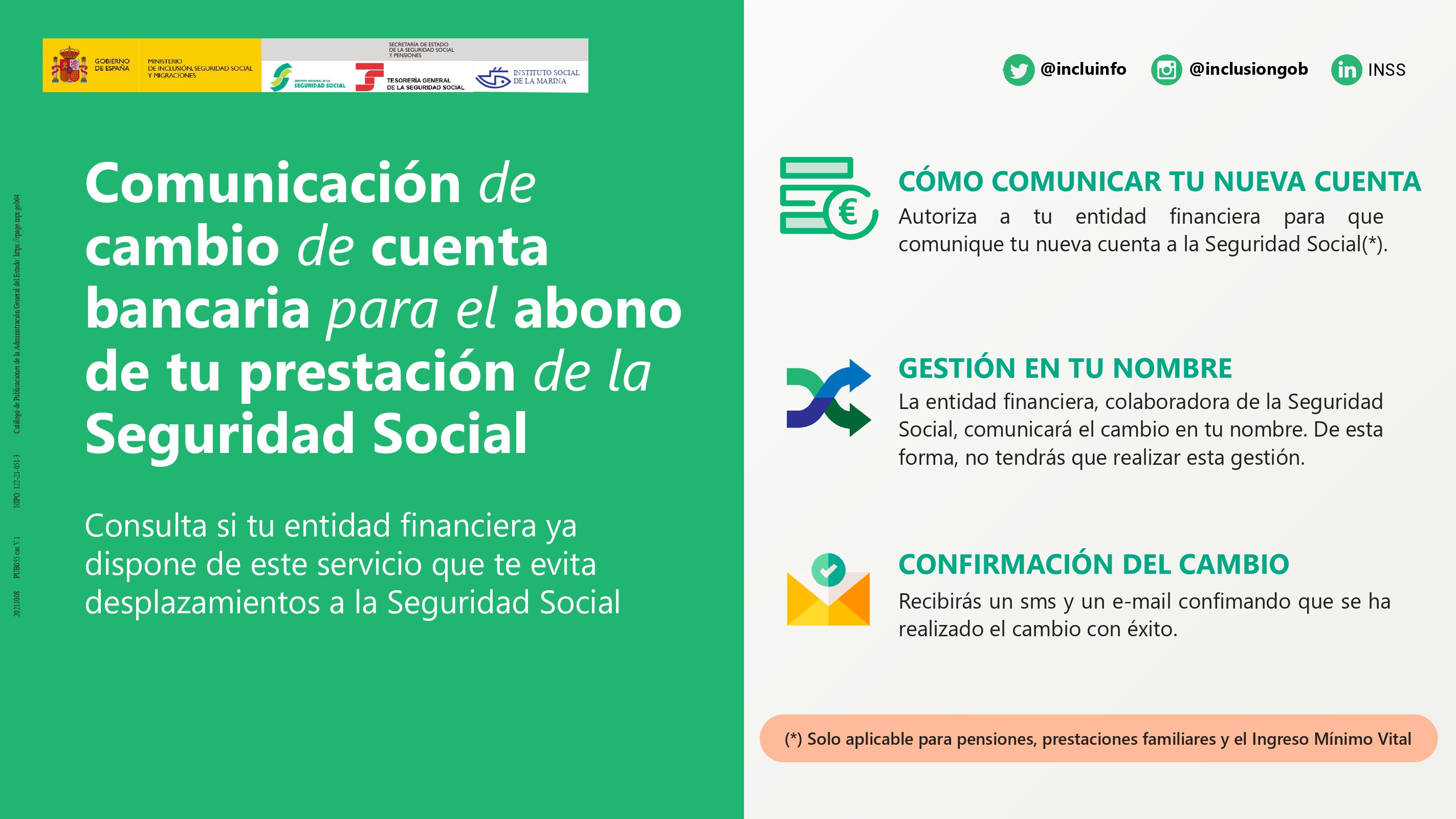 Comunicacin Cambio De Cuenta Bancaria Para Abono Prestaciones De La Seguridad Social Page0001