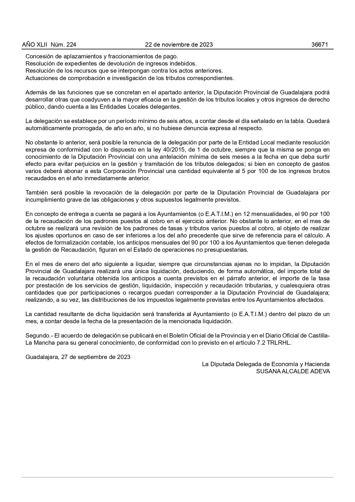 Delegacin Competencias Tributarias A Favor Diputacin Provincial Guadalajara Vados Y RITU Page0002