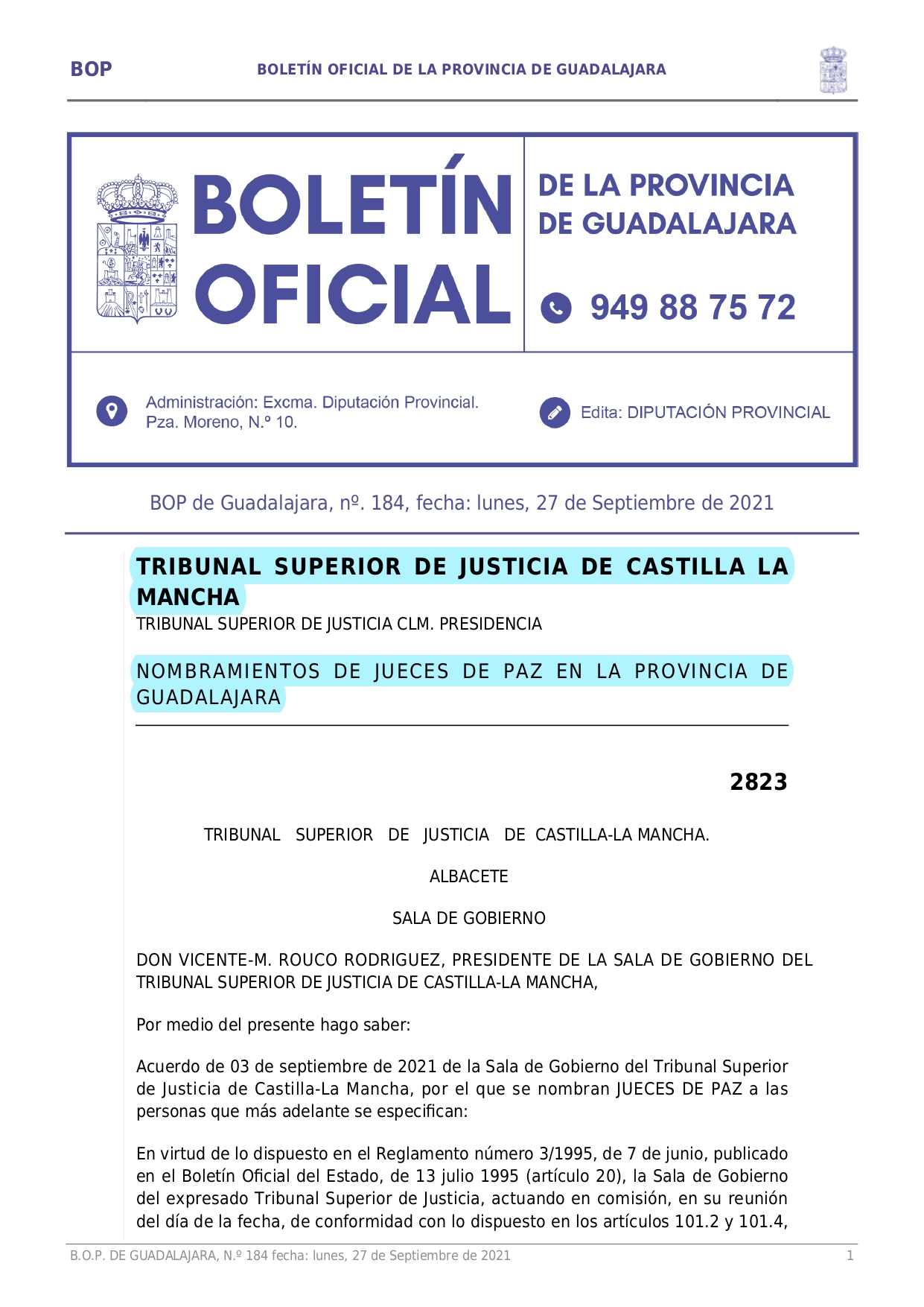 Nombramientos De Jueces De Paz En La Provincia De Guadalajara Page0001 Nombramientos De Jueces De Paz En La Provincia De Guadalajara Page0001