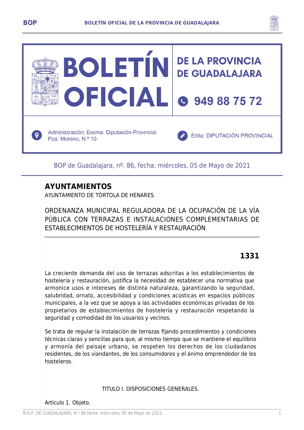 Ordenanza Reguladora Ocupacin Va Pblica Con Terrazas E Instalaciones Complementarias En Hostelera Y Restauracin Page001 Ordenanza Reguladora Ocupacin Va Pblica Con Terrazas E Instalaciones Complementarias En Hostelera Y Restauracin Page001