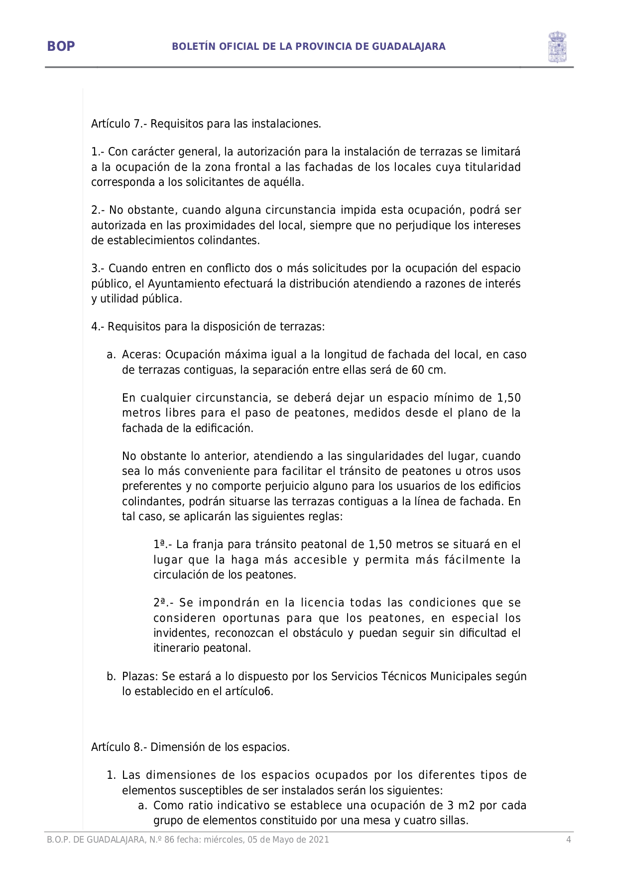 Ordenanza Reguladora Ocupacin Va Pblica Con Terrazas E Instalaciones Complementarias En Hostelera Y Restauracin Page004 Ordenanza Reguladora Ocupacin Va Pblica Con Terrazas E Instalaciones Complementarias En Hostelera Y Restauracin Page004