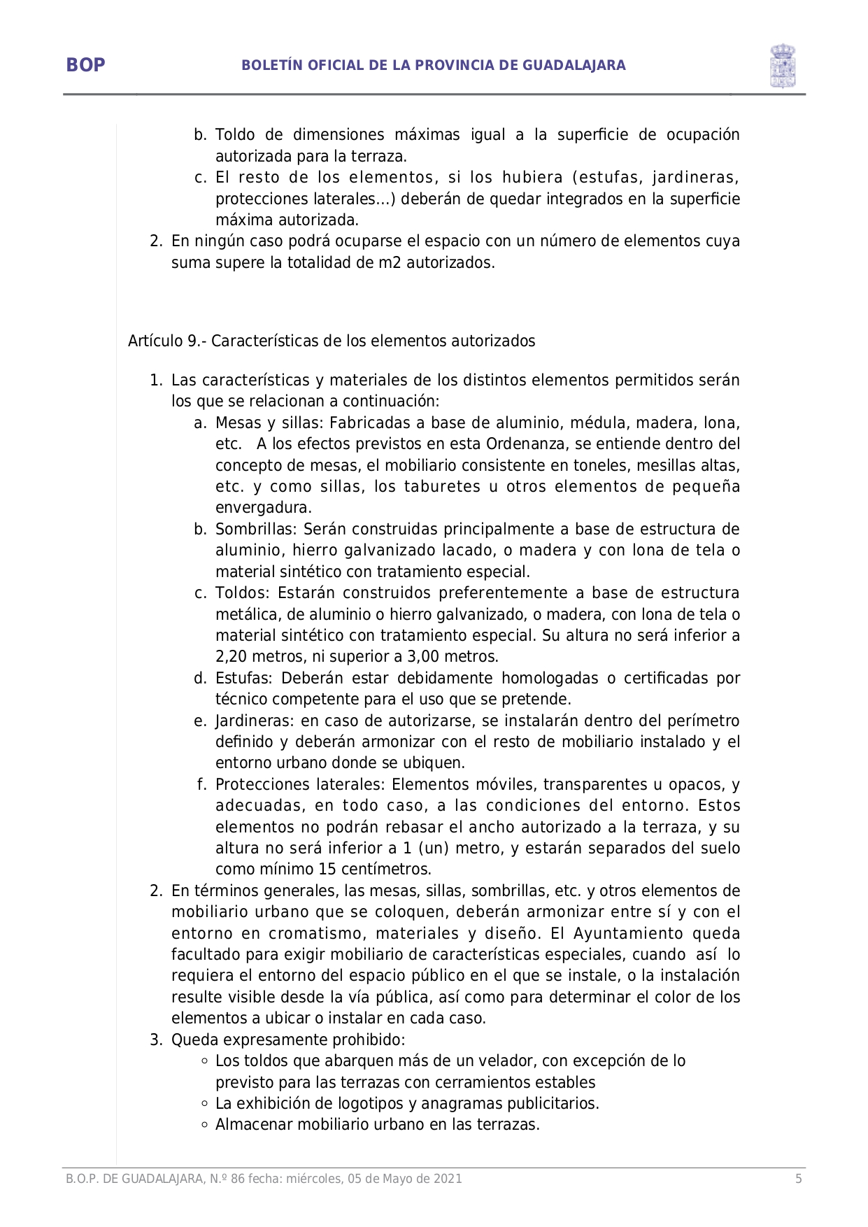 Ordenanza Reguladora Ocupacin Va Pblica Con Terrazas E Instalaciones Complementarias En Hostelera Y Restauracin Page005 Ordenanza Reguladora Ocupacin Va Pblica Con Terrazas E Instalaciones Complementarias En Hostelera Y Restauracin Page005