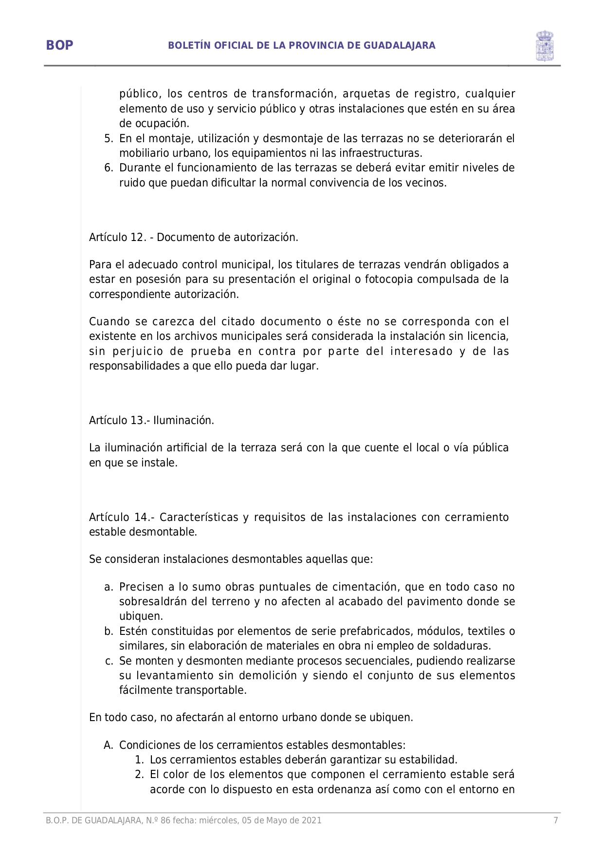 Ordenanza Reguladora Ocupacin Va Pblica Con Terrazas E Instalaciones Complementarias En Hostelera Y Restauracin Page007 Ordenanza Reguladora Ocupacin Va Pblica Con Terrazas E Instalaciones Complementarias En Hostelera Y Restauracin Page007