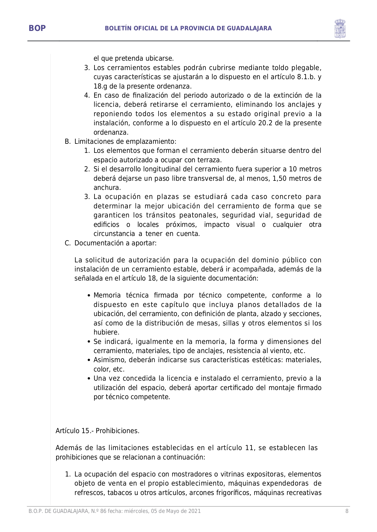 Ordenanza Reguladora Ocupacin Va Pblica Con Terrazas E Instalaciones Complementarias En Hostelera Y Restauracin Page008 Ordenanza Reguladora Ocupacin Va Pblica Con Terrazas E Instalaciones Complementarias En Hostelera Y Restauracin Page008