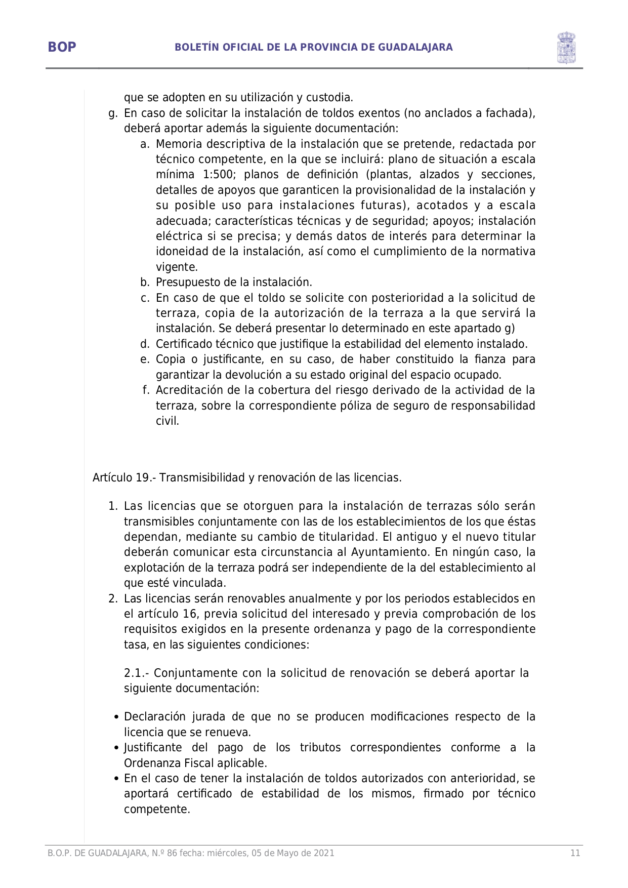 Ordenanza Reguladora Ocupacin Va Pblica Con Terrazas E Instalaciones Complementarias En Hostelera Y Restauracin Page011 Ordenanza Reguladora Ocupacin Va Pblica Con Terrazas E Instalaciones Complementarias En Hostelera Y Restauracin Page011