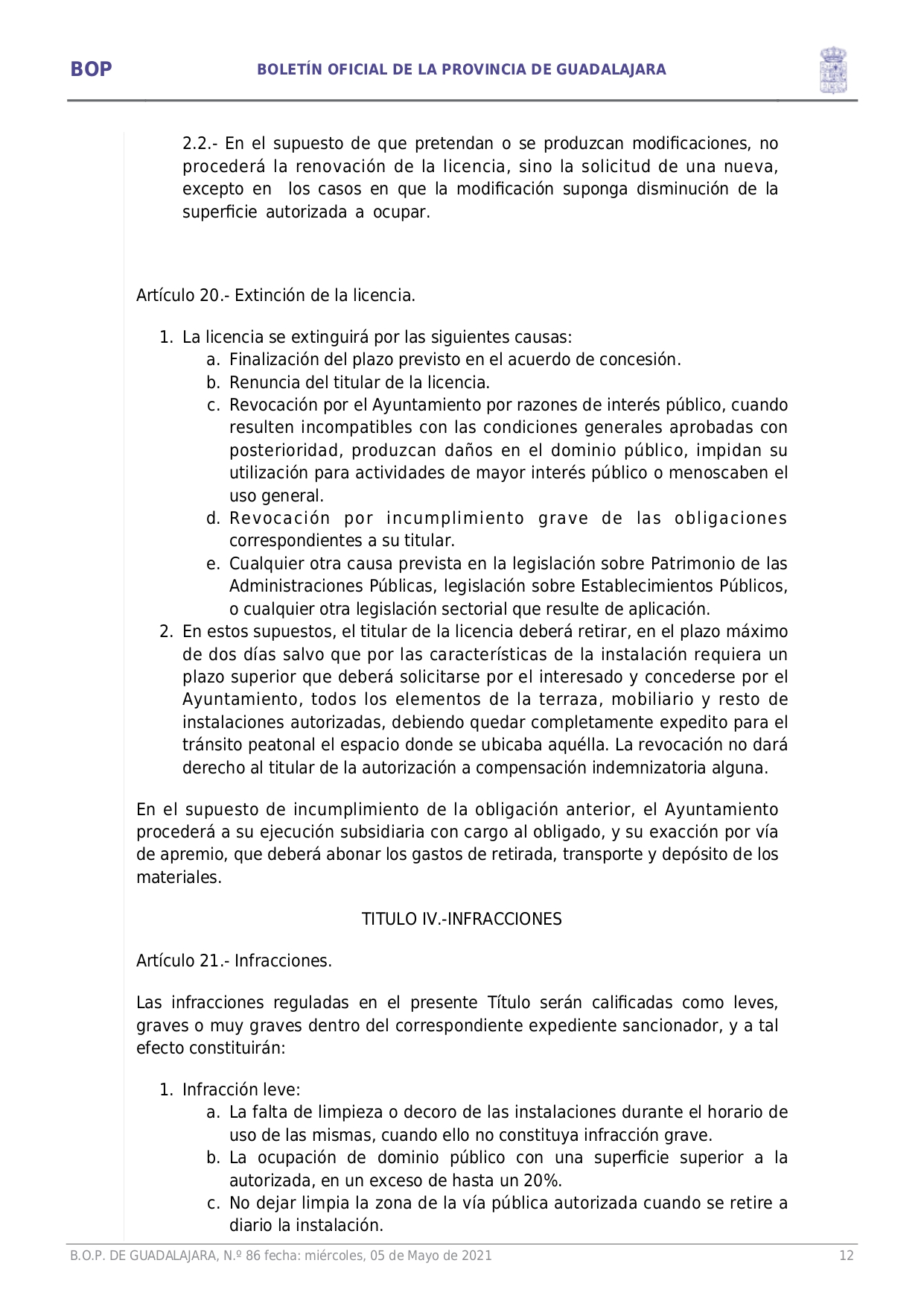 Ordenanza Reguladora Ocupacin Va Pblica Con Terrazas E Instalaciones Complementarias En Hostelera Y Restauracin Page012 Ordenanza Reguladora Ocupacin Va Pblica Con Terrazas E Instalaciones Complementarias En Hostelera Y Restauracin Page012